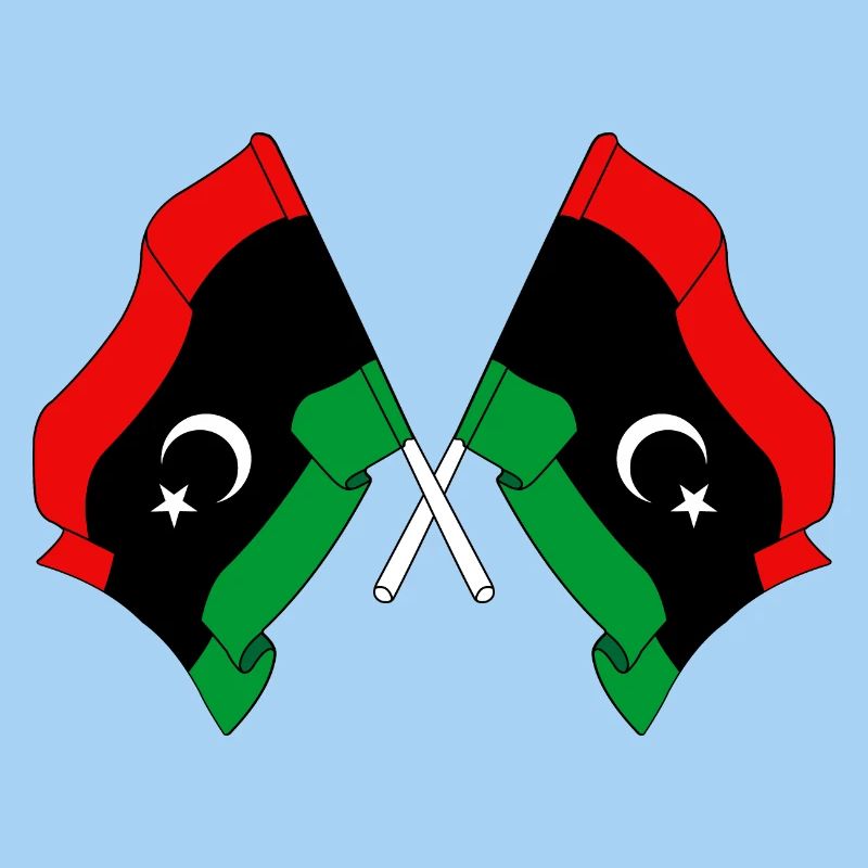 Zwei Flaggen Libyen