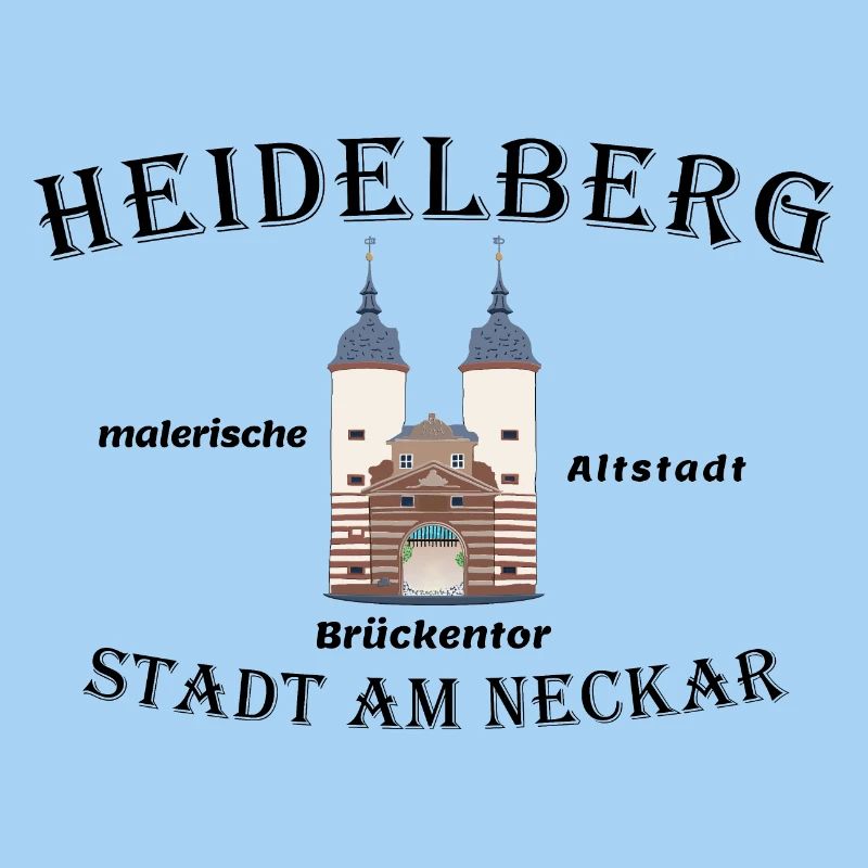 Heidelberg Bridge Gate, drawing, Germany
