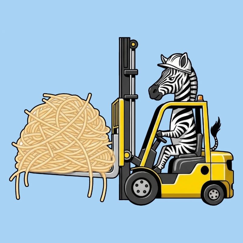 Funny Zebra Forklift Driver Spaghetti Italian