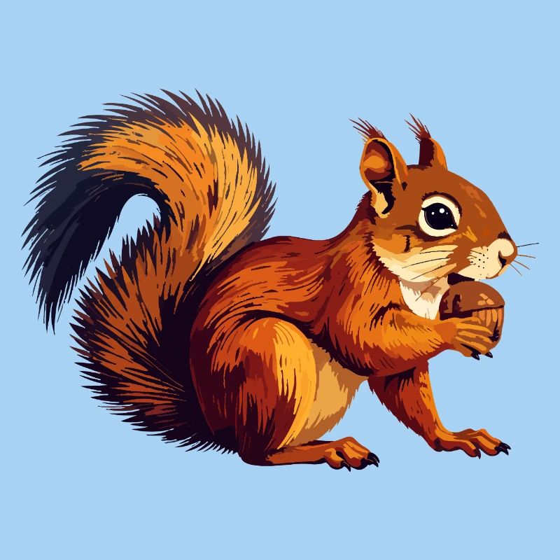 Orange braun Eichhörnchen mit Eichel Nuss Motiv