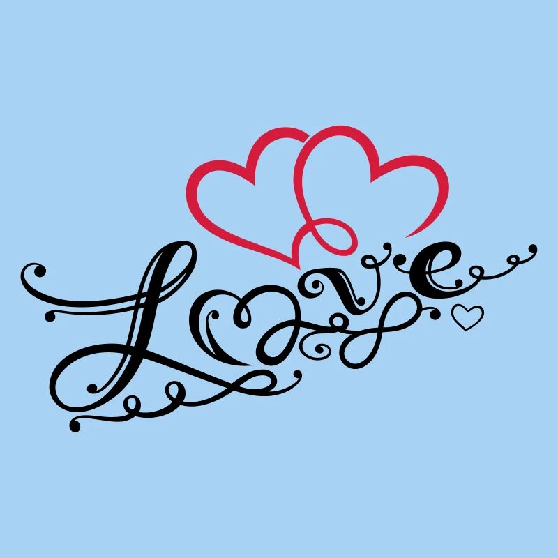 Two hearts with ornament and infinity loop.