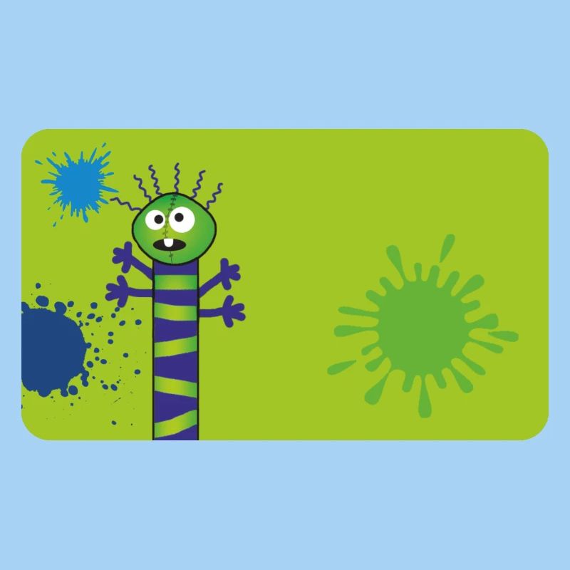 Monstre long et mince et éclaboussures de couleur - Vert Bleu