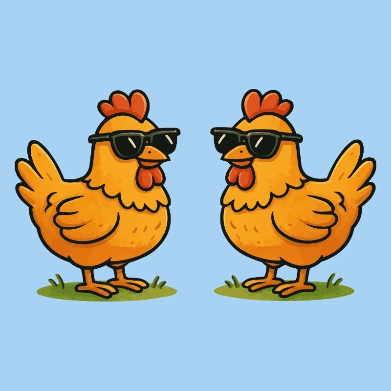 Chickens with sunglasses