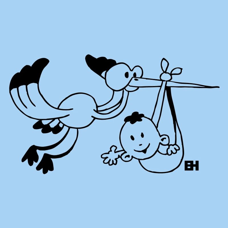 Der Storch bringt die Babys.