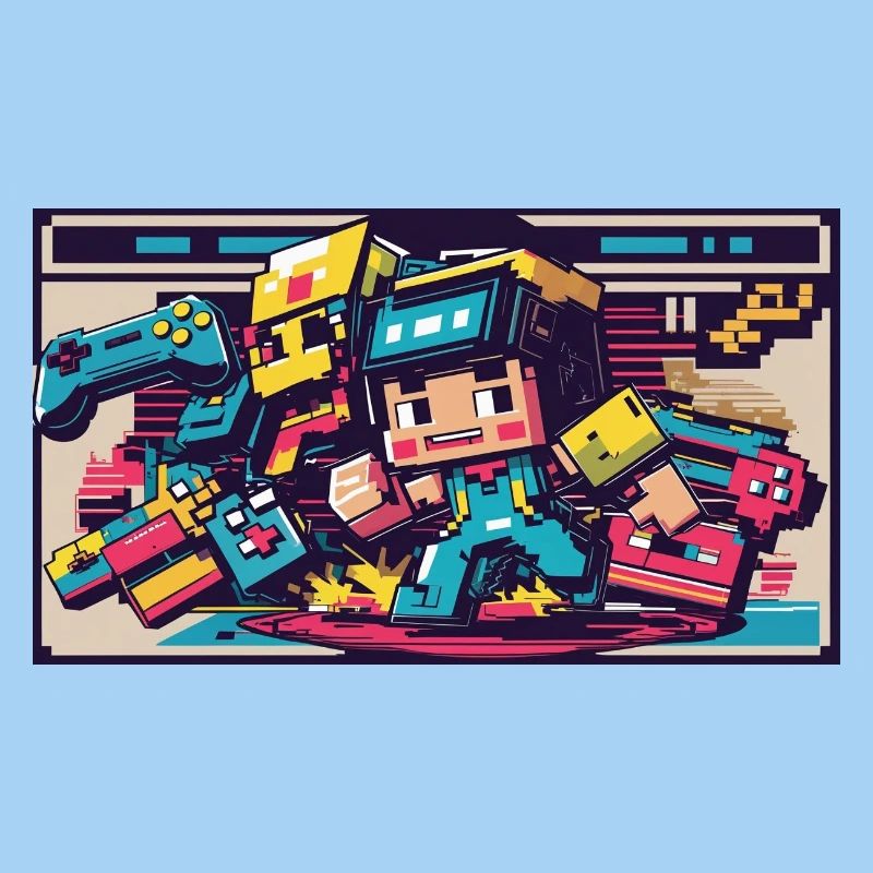 Voxel Gaming Held mit Retro-Design