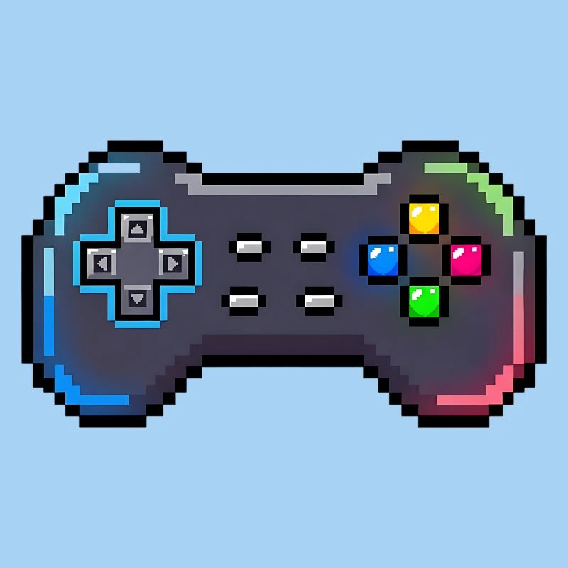 Retro Gamepad Neon Pixel Style