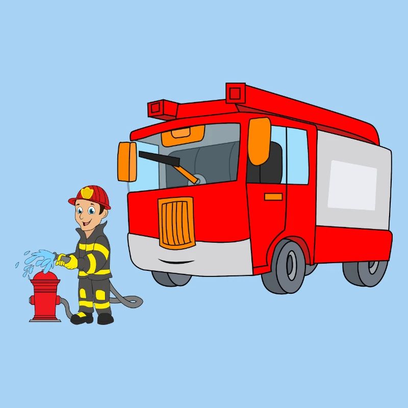 Firefighter fireman truck fire fire extinguishing