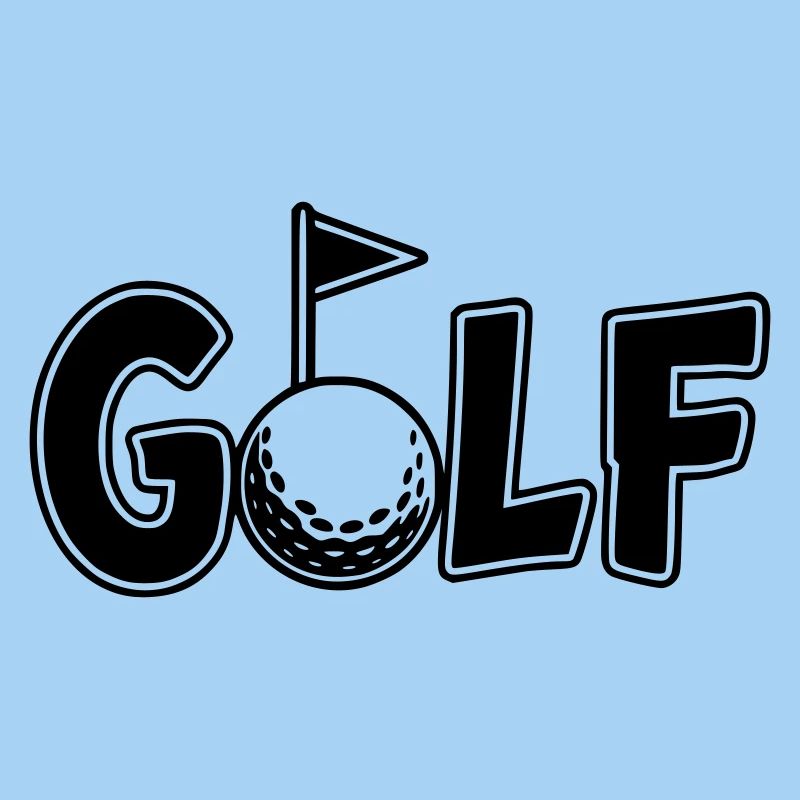 Lettrage de golf avec balle de golf et drapeau de golf