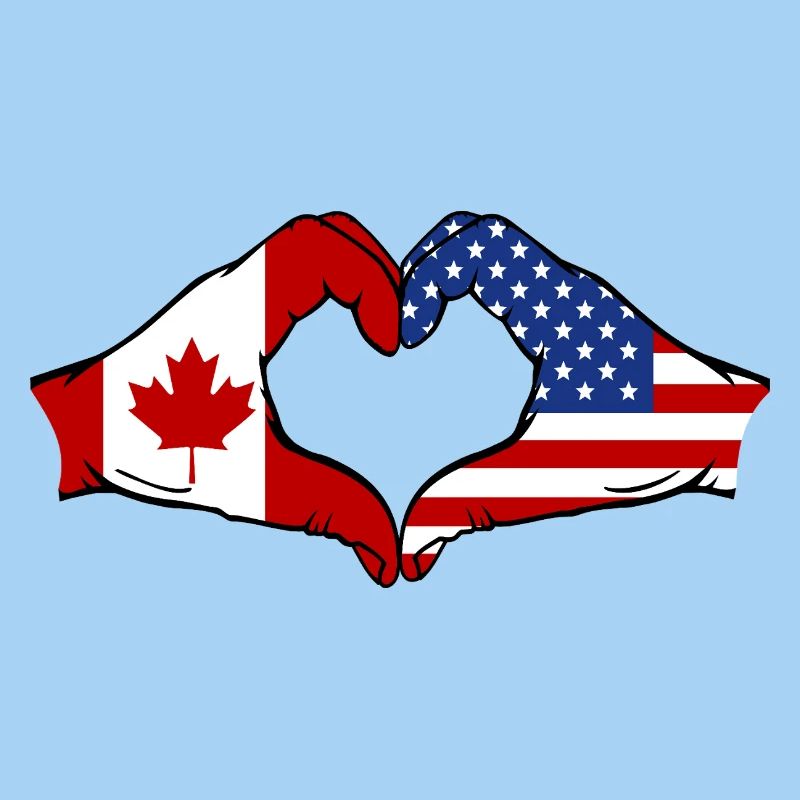 Drapeau Canada USA en forme de cœur
