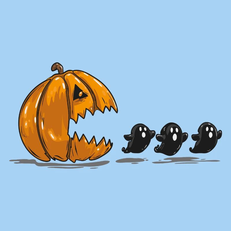 Pumpkin Stalks Halloween Ghosts