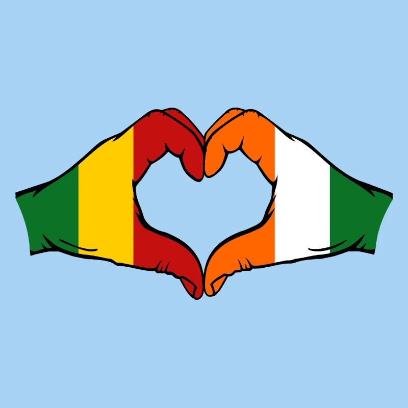 Drapeau de la Côte d’Ivoire du Mali Mains en forme de cœur