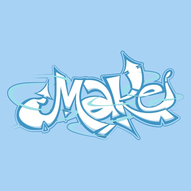 Blue word make graffiti