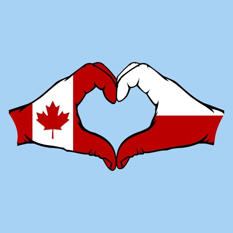 Drapeau du Canada de la Pologne en forme de coeur
