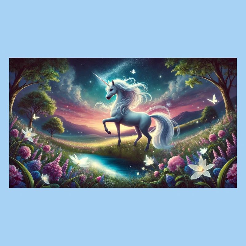 Ein mystisches Einhorn mit Aurora Boreralis