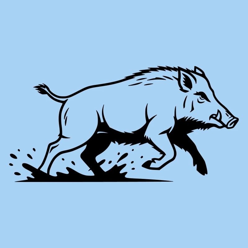 Wild Boar Running Hunting Nature Vector