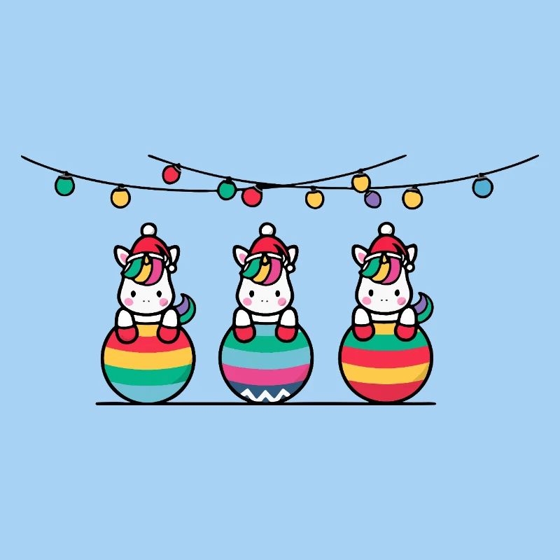 3 Einhörner Weihnachtskugeln Freunde