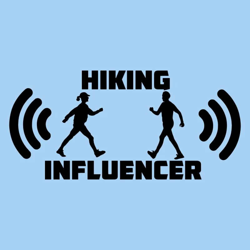 Marcher avec le texte Logo de l’influenceur de randonnée