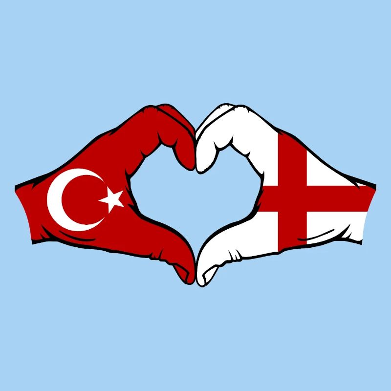 Turquie Angleterre Drapeau Mains Coeur Forme
