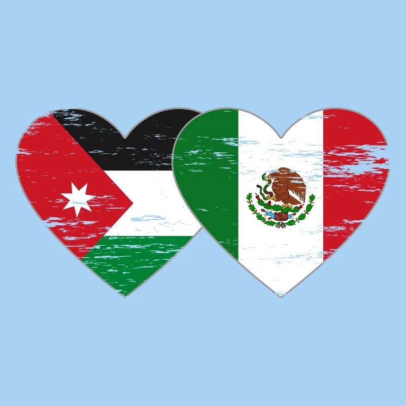 Jordanie Mexique Drapeau Coeur Utilisé