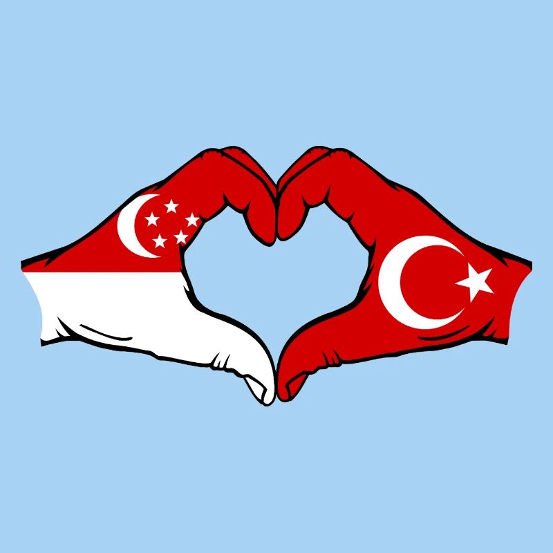 Singapour Turquie drapeau mains forme coeur