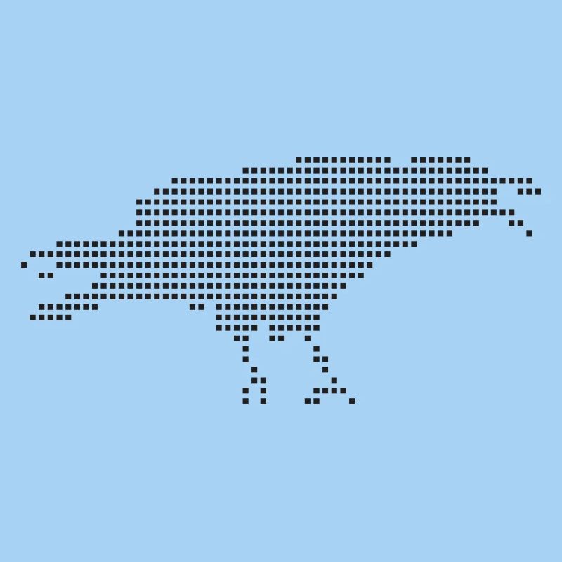 Raven Pixel Dot Silhouette