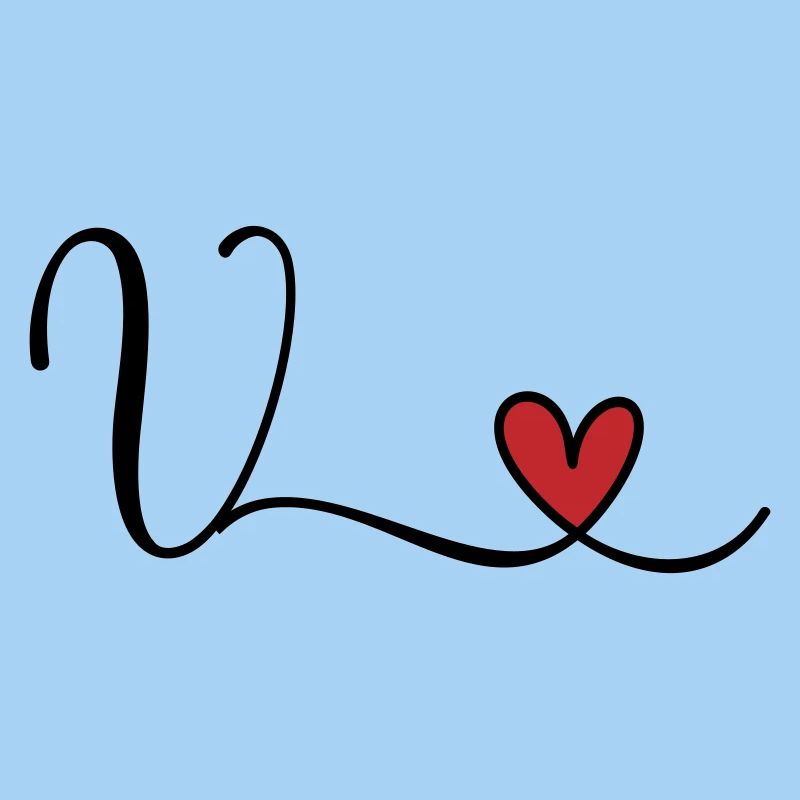 Letter V Monogram Initial Heart