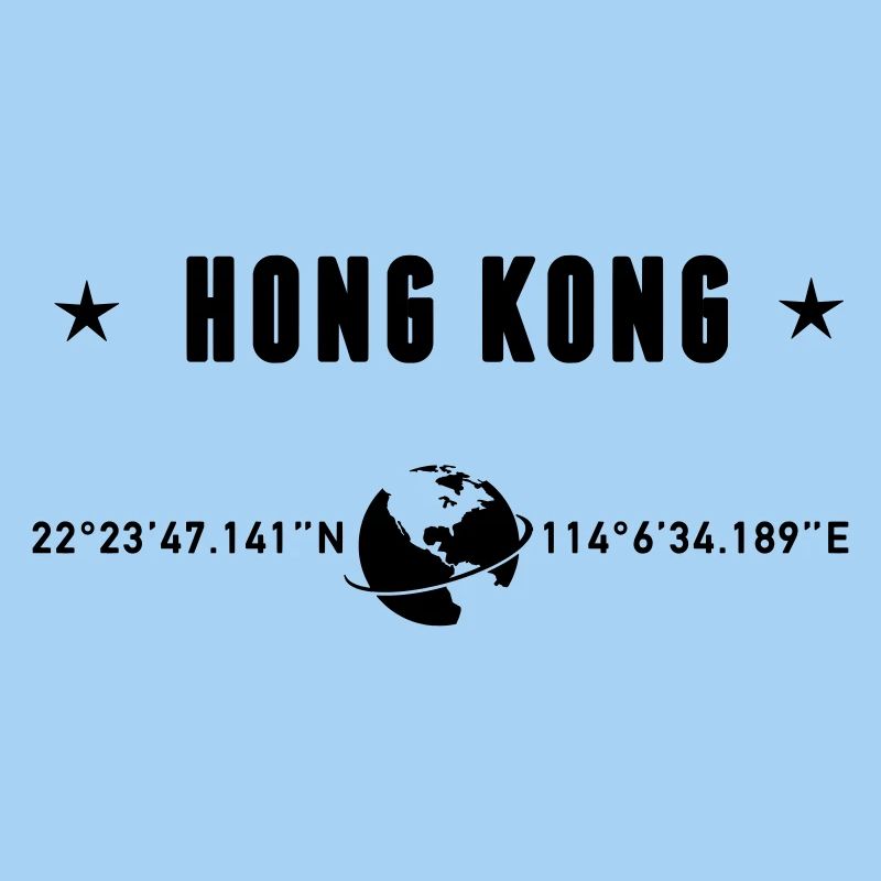 Hong Kong Coordinates Black Typography