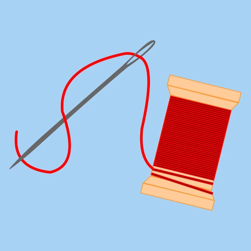 Needle and thread logo embroidery