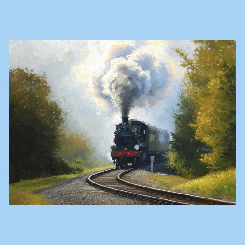 Herbstliche Dampfeisenbahn im Wald