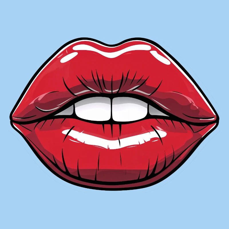 Kussmund Comic-Style Lippe Rot