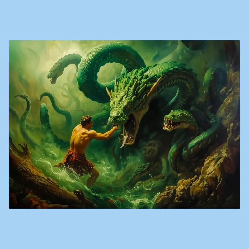 Herakles kämpft gegen die Hydra von Lerna