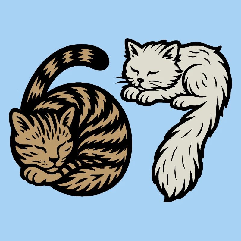 Des chats 'Six Seven' endormis
