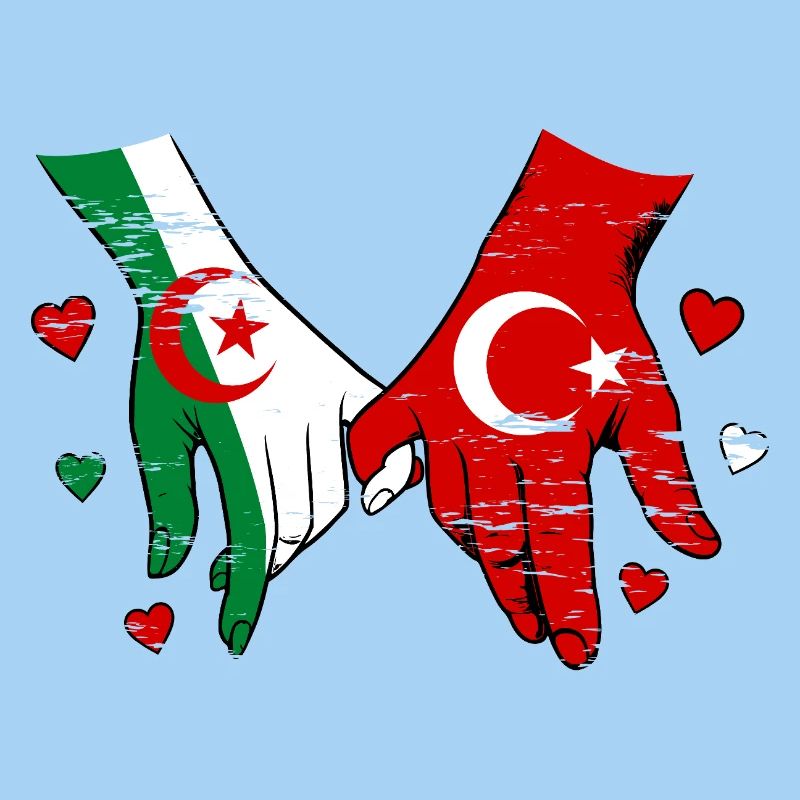 Algérie Drapeau Turc Tenue de la main utilisée