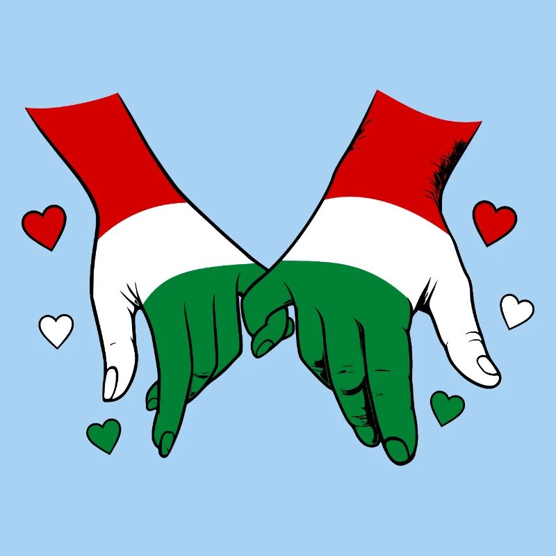 Hungary Flag Holding Hands