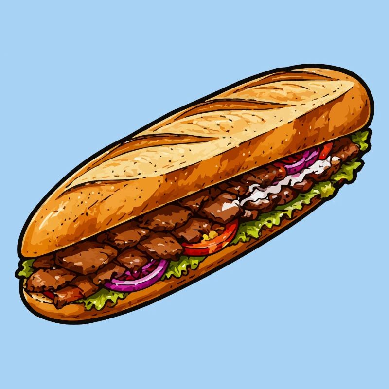 Illustration de sandwich baguette