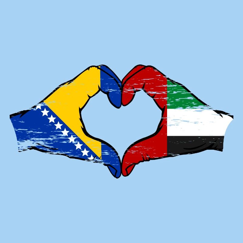 Bosnie Émirats arabes unis Drapeau Main