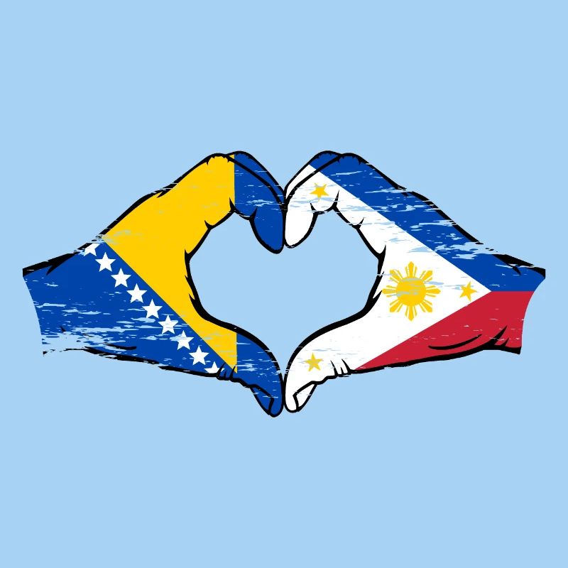 Bosnie Philippines drapeau mains forme de coeur utilisé