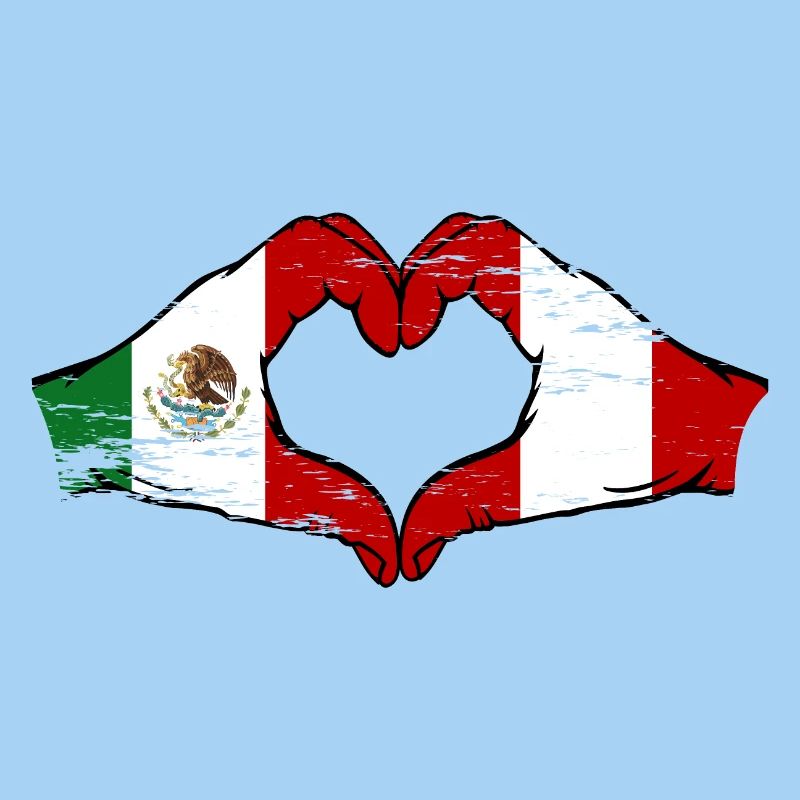 Mexique Pérou drapeau mains forme de coeur utilisé