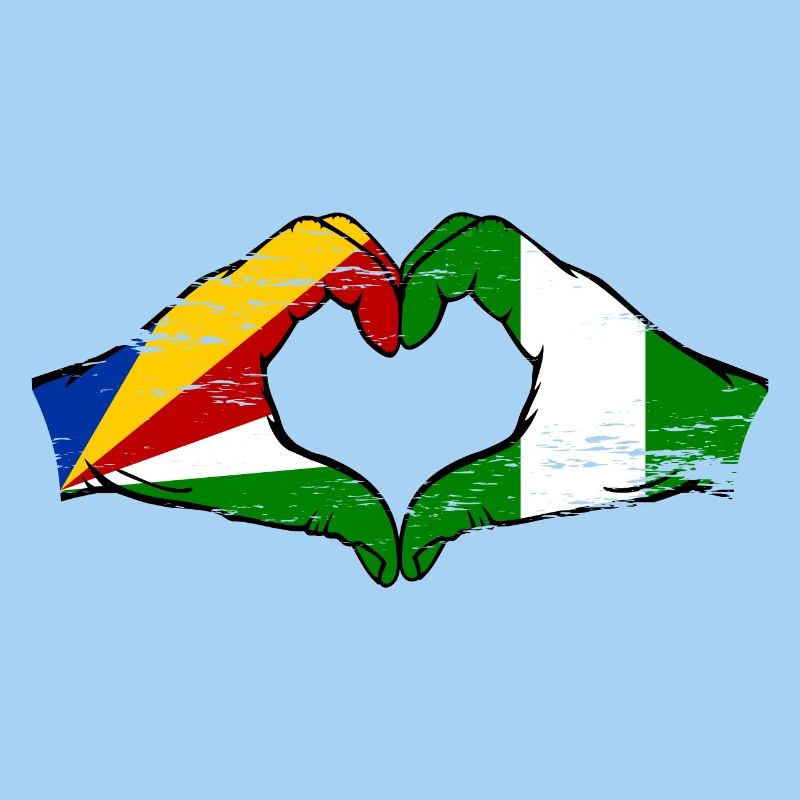 Seychelles Nigeria drapeau mains forme de coeur utilisé