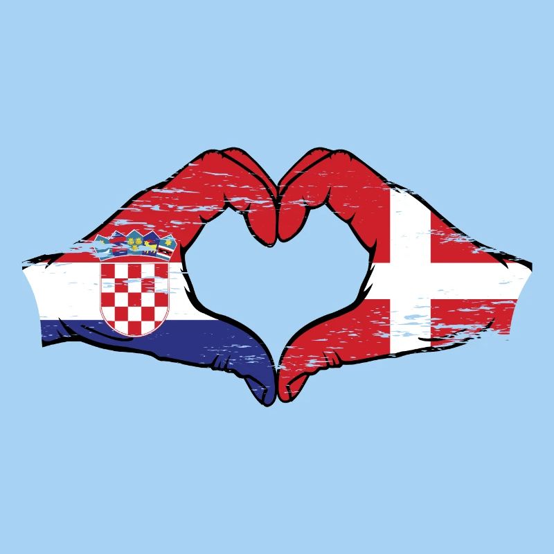 Croatie Danemark drapeau mains forme de coeur utilisé