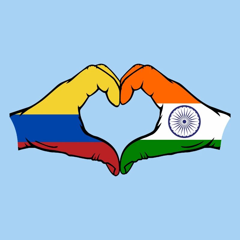Colombie Inde Drapeau Mains Coeur Forme