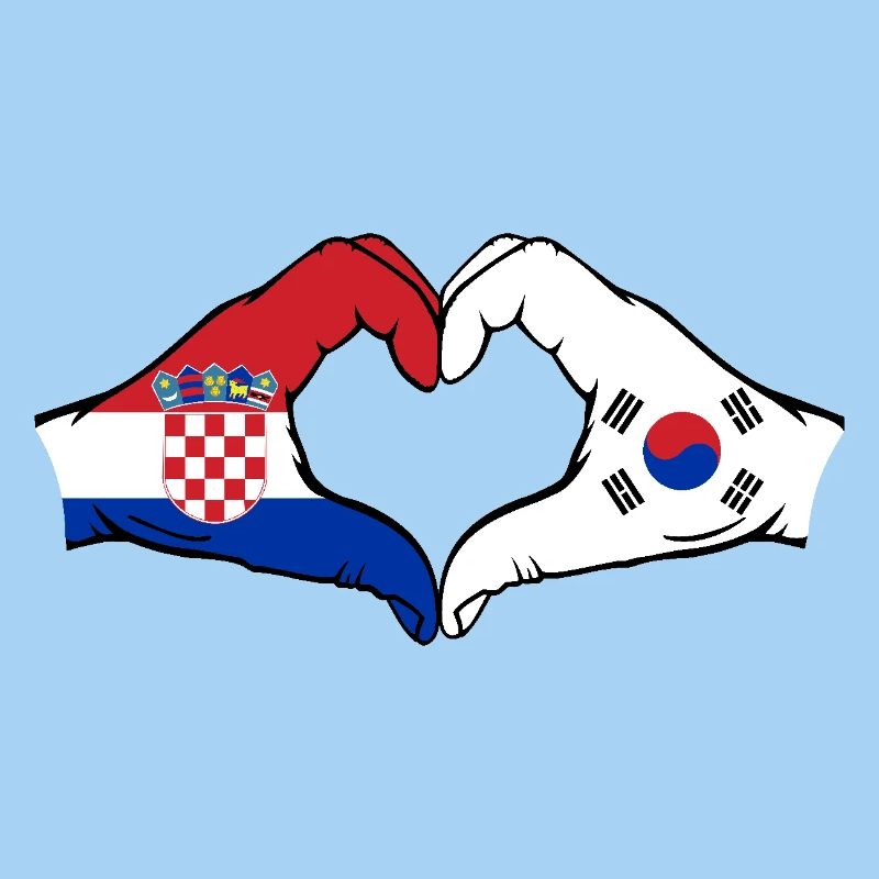 Croatie Corée du Sud Drapeau Mains Coeur Forme