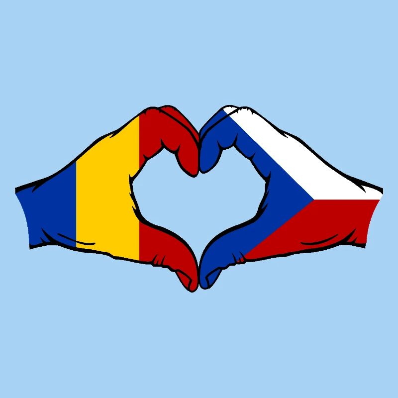 Roumanie République tchèque drapeau mains forme coeur utilisé