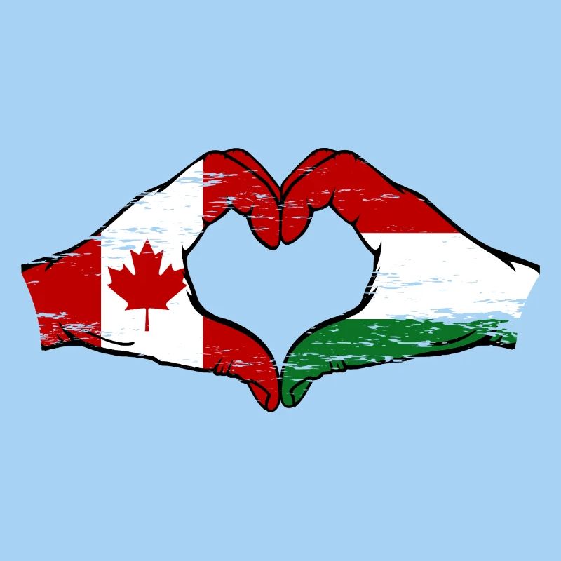 Canada Hongrie Drapeau Mains Coeur Forme Utilisé