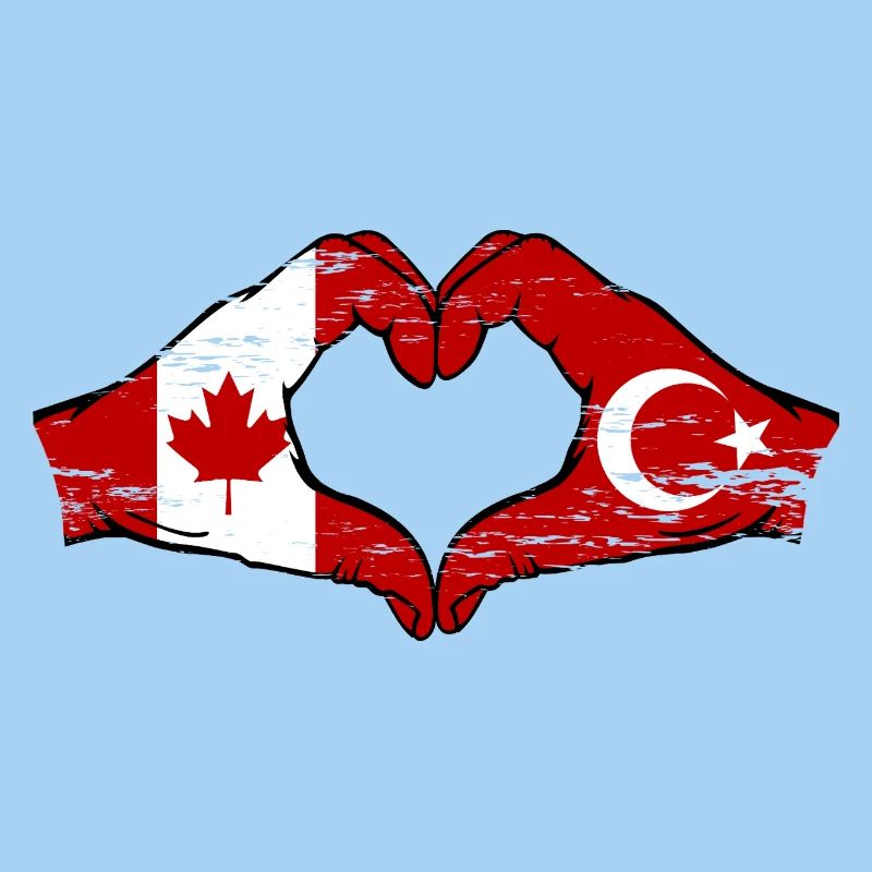 Canada Turkey Flag Hands Heart Shape Used