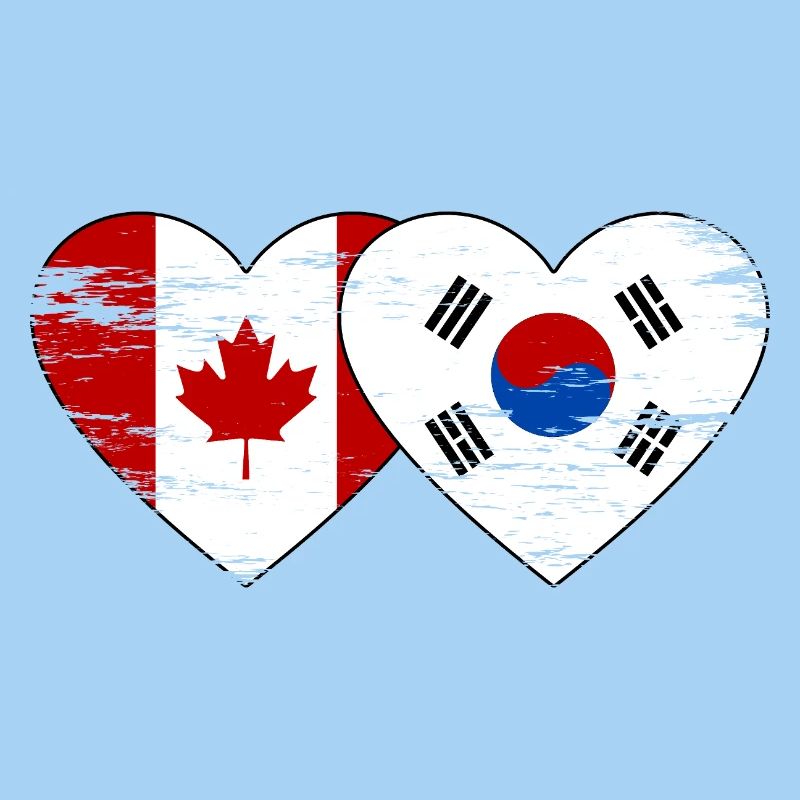 Canada Corée du Sud Drapeau Coeur Utilisé