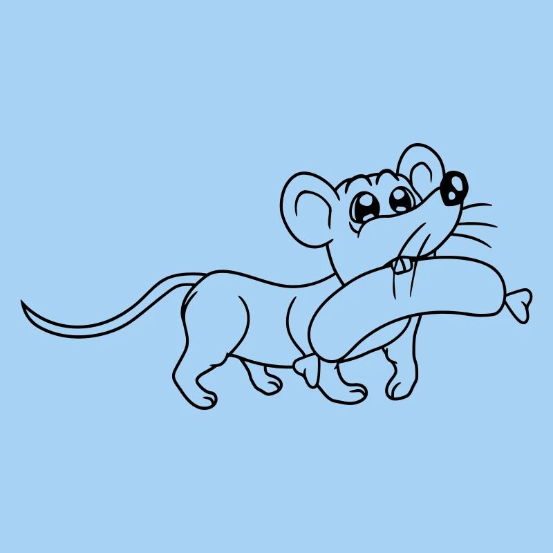 Mouse big sausage eating hunger sausage grilling