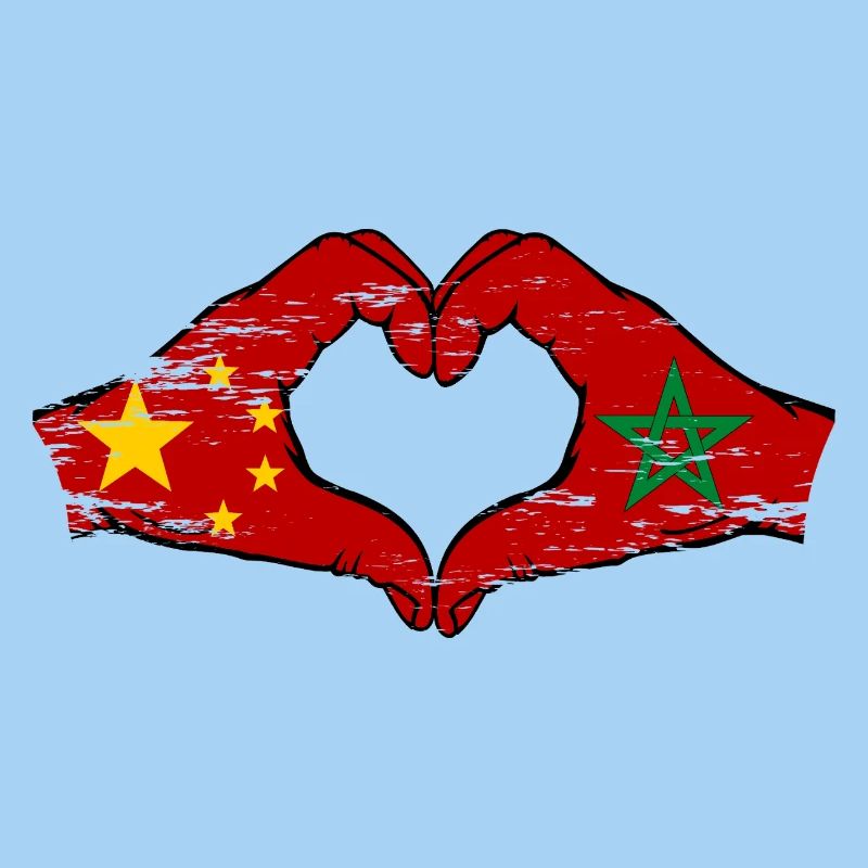 Chine Maroc drapeau mains forme de coeur utilisé