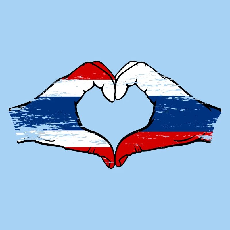 Thaïlande Russie Drapeau Mains Coeur Forme Utilisé