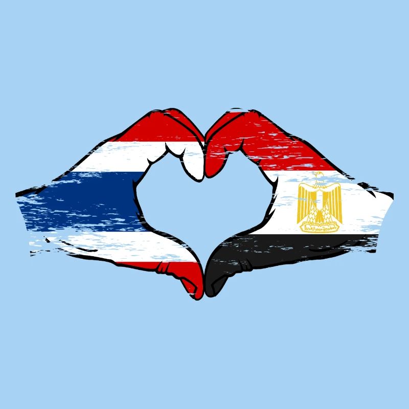 Thaïlande Égypte drapeau mains forme coeur utilisé